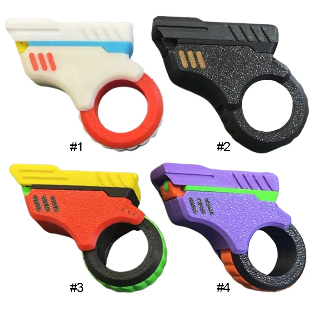 3D Printed EDC Soothing Spinner Stress Relief Toys Gun Shape Fidget Ring Small Pistol Toys for Anxiety and ADHD Sufferers