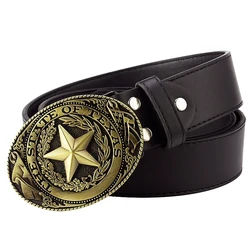 Lone Star State Texas Sign America Fashion Men Leather Belt Western Cowboys And Indians Style