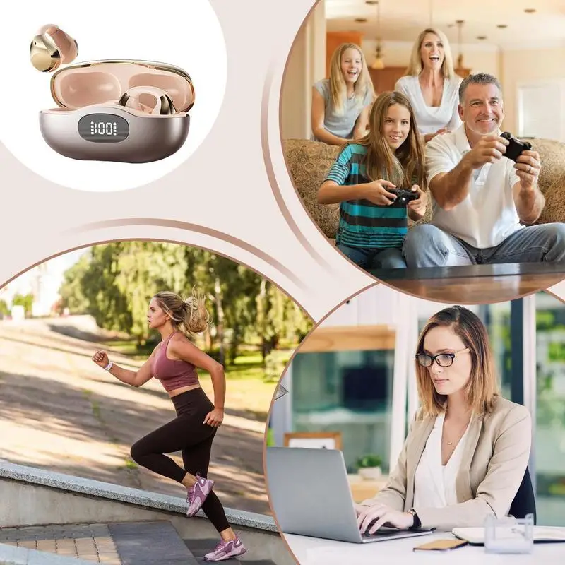 Беспроводные наушники с открытым ухом, легкие спортивные наушники, эргономичные удобные наушники с шумоподавлением, эстетичный дизайн для