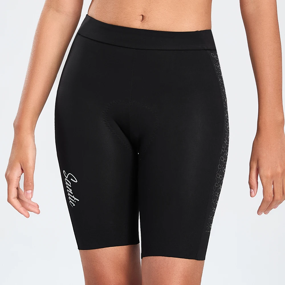 Santic damesfietsbroek 5 uur ademend schokbestendig 4D gevoerde fietsbroek antislip reflecterend hoge elasticiteit MTB-broek
