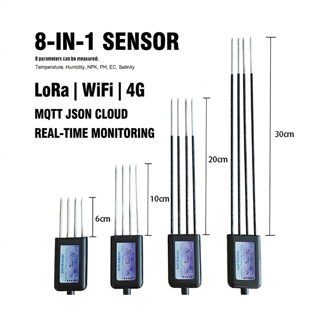 Length Customizable RS485 RTU Modbus Plant Professional Soil Temperature EC Moisture PH NPK Salinity