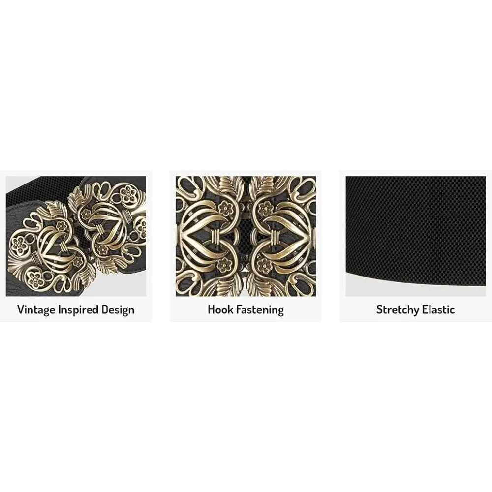 Cintura elastica larga con fibbia a farfalla vintage per donna Mix di modelli invernali