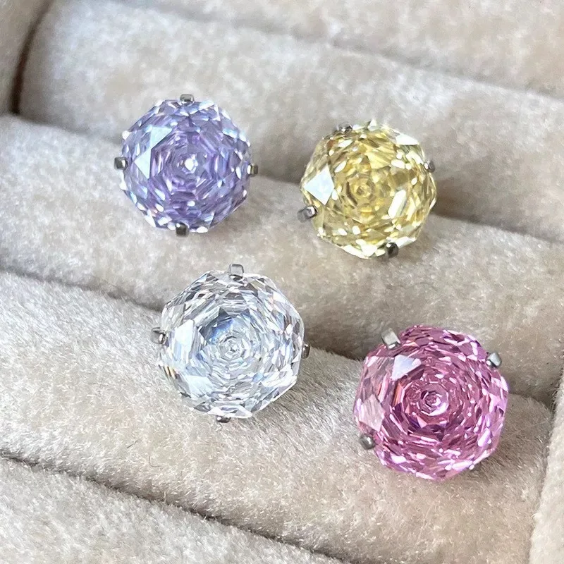 Sparkling 925 Sterling Silver Delicate Rose Cut Simulated Aquamarine Trendy Stud Earring For Women Wedding Jewelry Brincos Prata