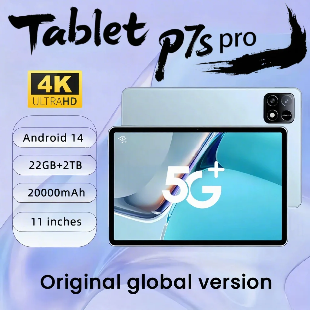

New Global Version 5G TabletPC Pad 7S Pro 4K HD 120Hz Display Snapdragon 8 Gen2 20000mAh 22GB+2TB Android14 Dual SlM WlFl Tablet