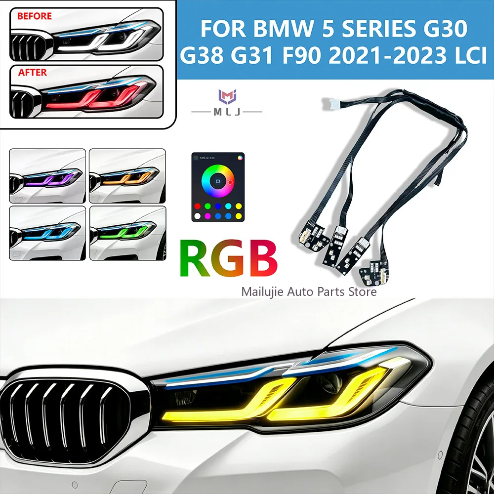 FOR BMW 5 SERIES G30 G38 G31 F90 2021-2023 LCI LED DRL CSL Style Control By Phone LED Modules Headlight Internal Wiring Harness