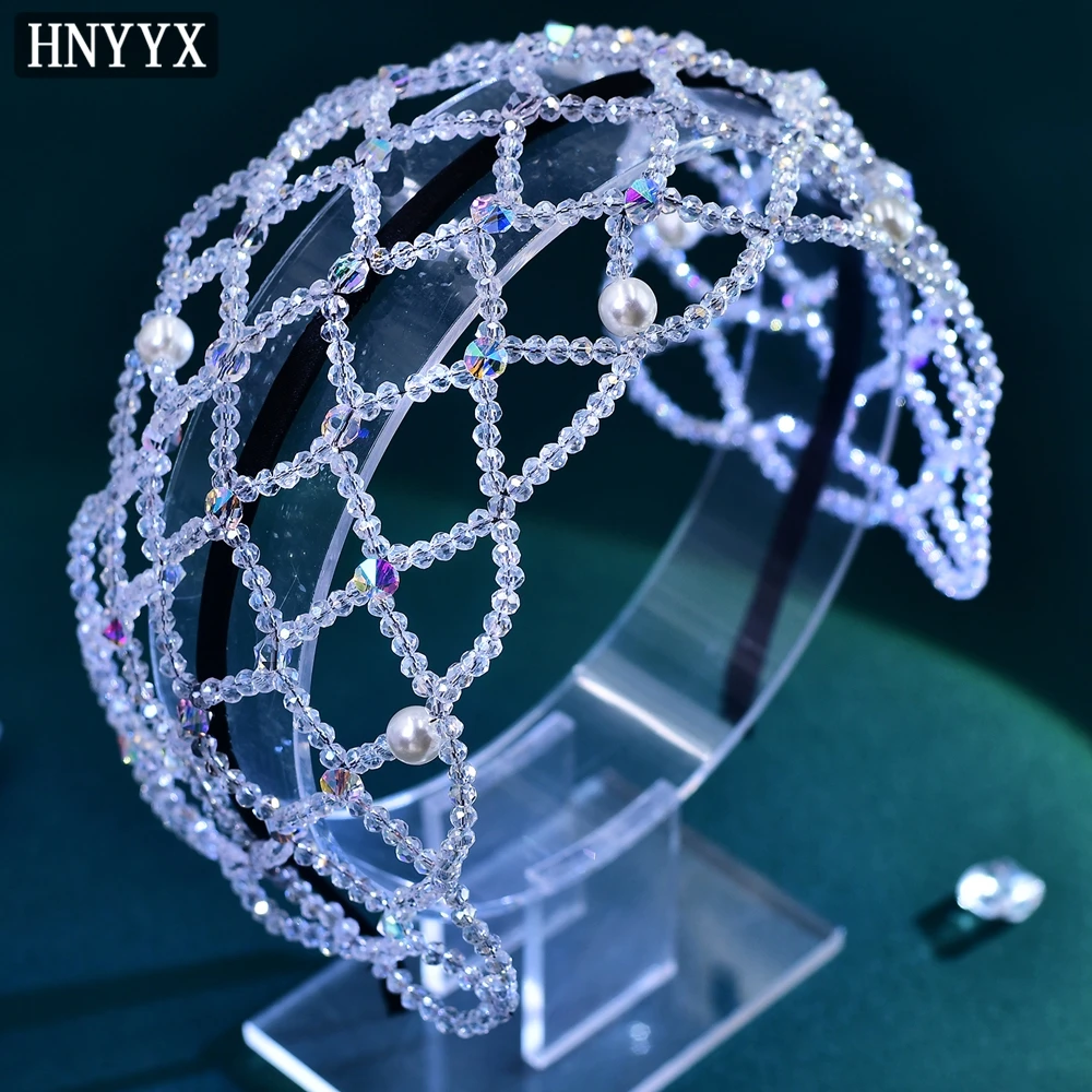 

HNYYX Baroque Wide Hairband Crystal Hair Hoop Pearl Hair Piece Vintage Hair Accessories Party Wedding Headwear For Women A129