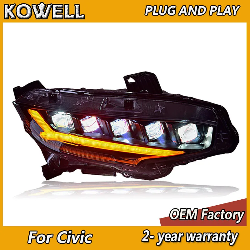 Car Styling for Honda Civic Head Light 2016-2021 Civic 10th Headlights DRL Turn Signal Low High Beam Projector Lens