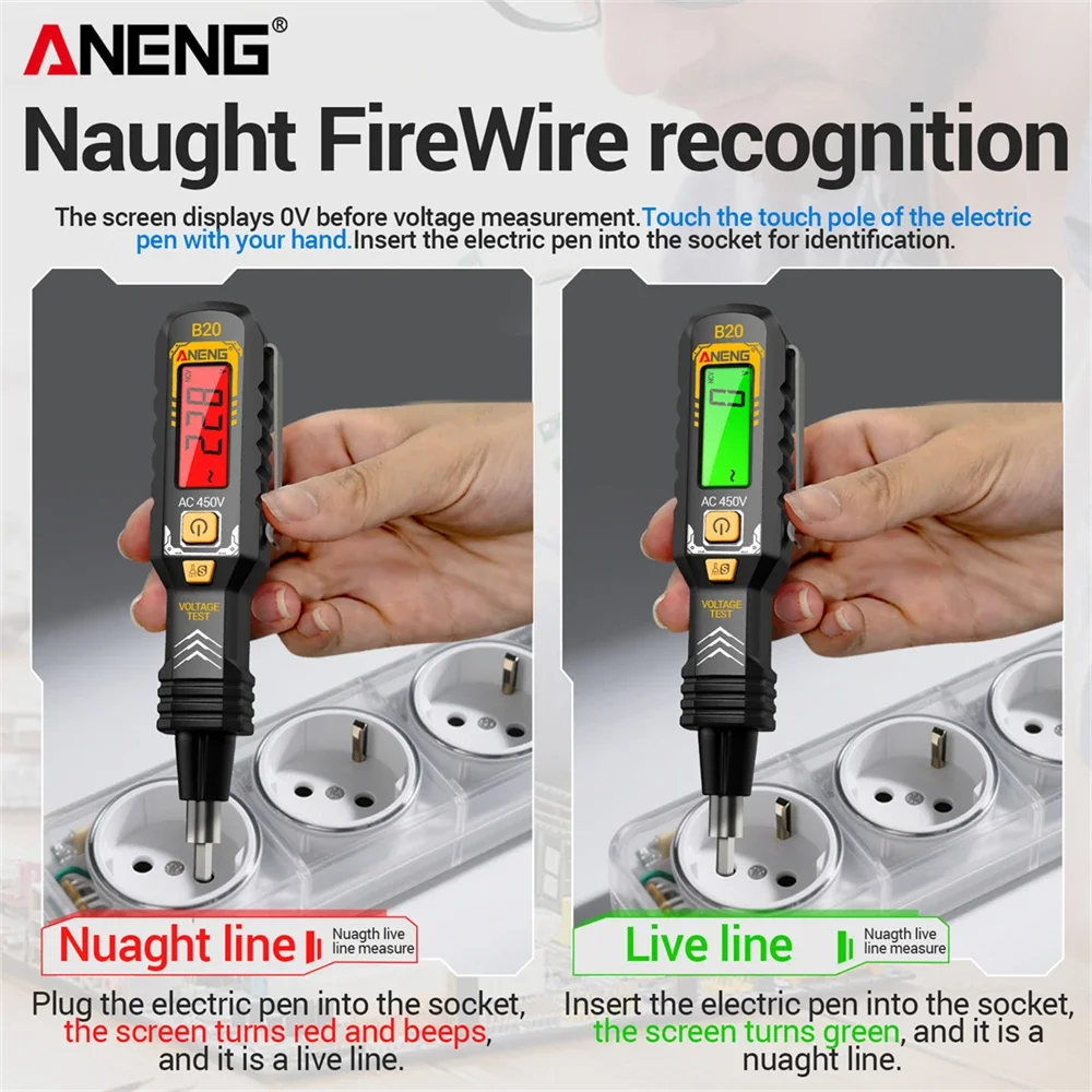 ANENG B20 معزول مفك مزدوج الرأس ثنائي الاستخدام مشقوق عبر تستر القلم مفك مسامير إصلاح الجهد متر أدوات يدوية