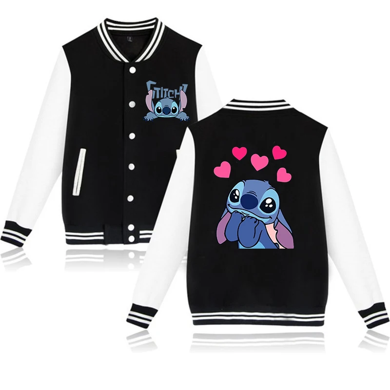 Y2k 90s Stitch Disney Sudadera con capucha chaqueta de béisbol hombres mujeres sudadera niños niñas chaquetas Harajuku ropa de calle abrigos