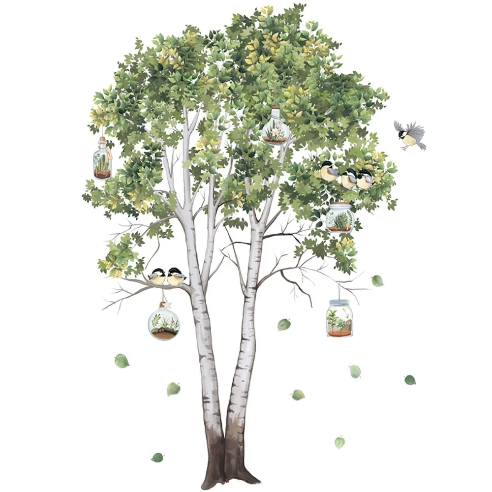 Multicolor Green Tree Wall Sticker Big Size Self-adhesive Decorative Decals Tree Grass Waterproof Wall Art Kindergarden Ornament