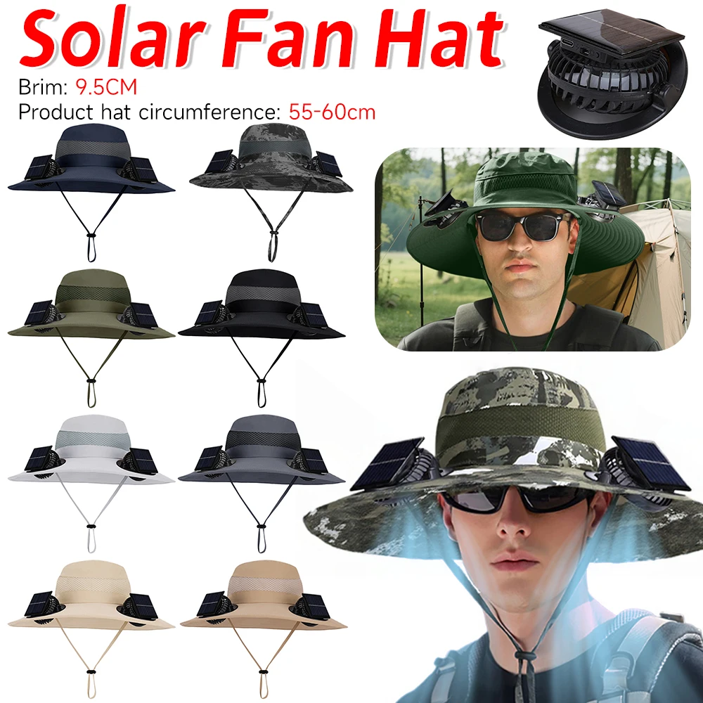 

Солнечный вентилятор для кемпинга, рыбалки, пешего туризма, солнцезащитного крема, рыбацкая шляпа, солнечная крышка с вентилятором, портативная солнечная крышка с подходит для вентилятора