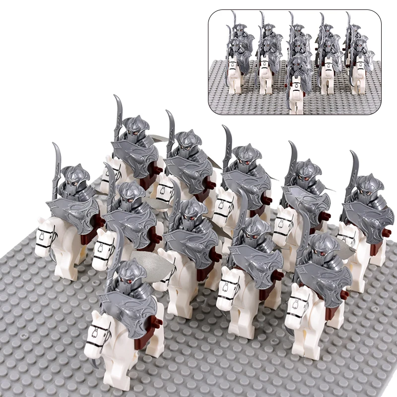 Medieval Movie Elves Middle Ages Knights Warriors Warhorse LOTR Figures Building Blocks Bricks Toys For Children gifts