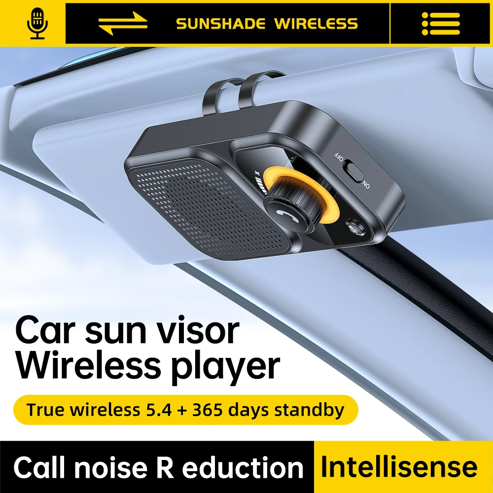 2025 Neueste Bluetooth 5,4 Sonnenblende Clip Auto Lautsprecher Drahtlose Freisprecheinrichtung Car Kit Freisprecheinrichtung Stereo Musik Player Unterstützung Siri
