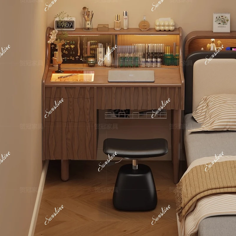 

Modern and simple bedroom Storage cabinet in one all-in-one solid wood flap vanity desk 2-in-1