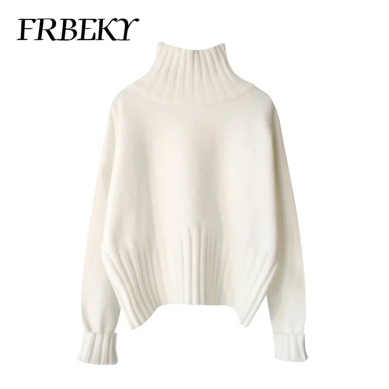 Maglione da donna New Lazy Wind maglione Pullover collo alto tinta unita maglia Bottoming Shirt maglione oversize moda coreana