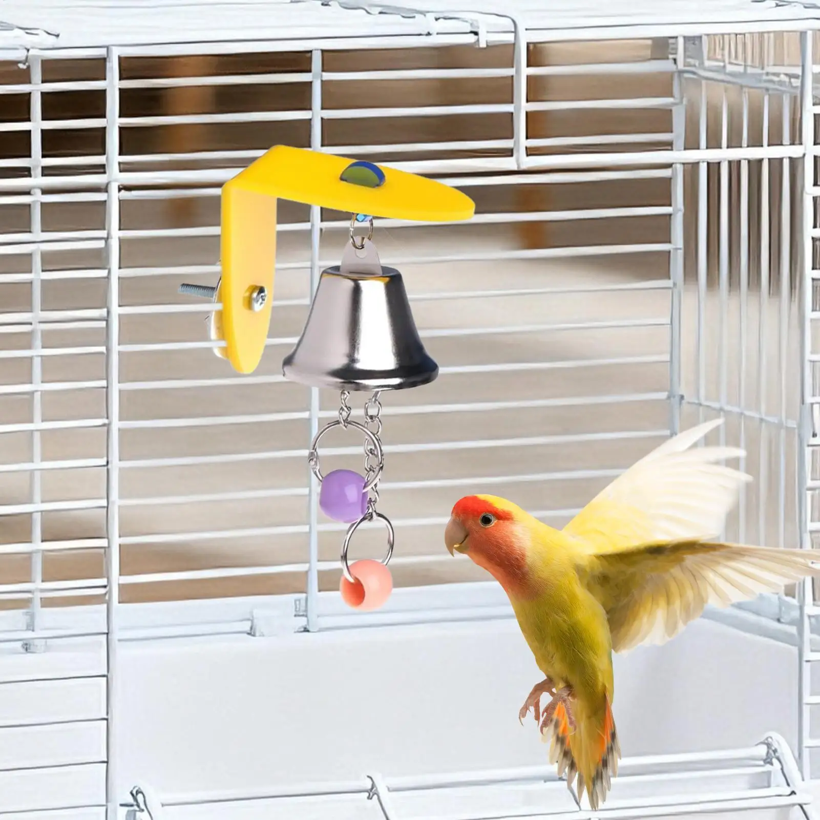 1PC Parrot Bell Toys Birds Chewing Hanging Swing Cage Toy Bite Accessories Parakeet Beads Cockatiel Play Pet Bird Supplies