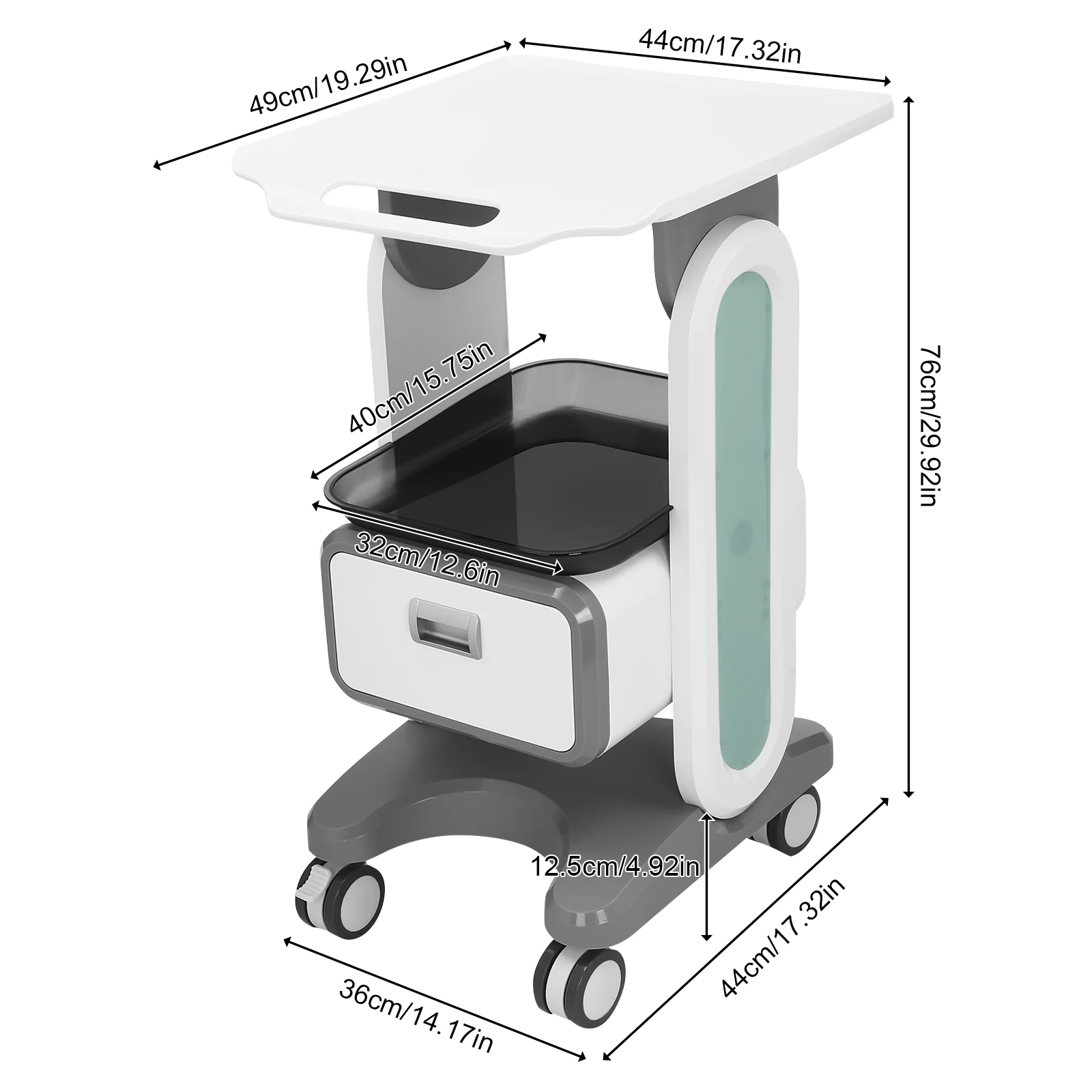 

Beauty Instrument Cart Portable Medical Cart Drawers,Beauty Salon Trolley W/ Wheels