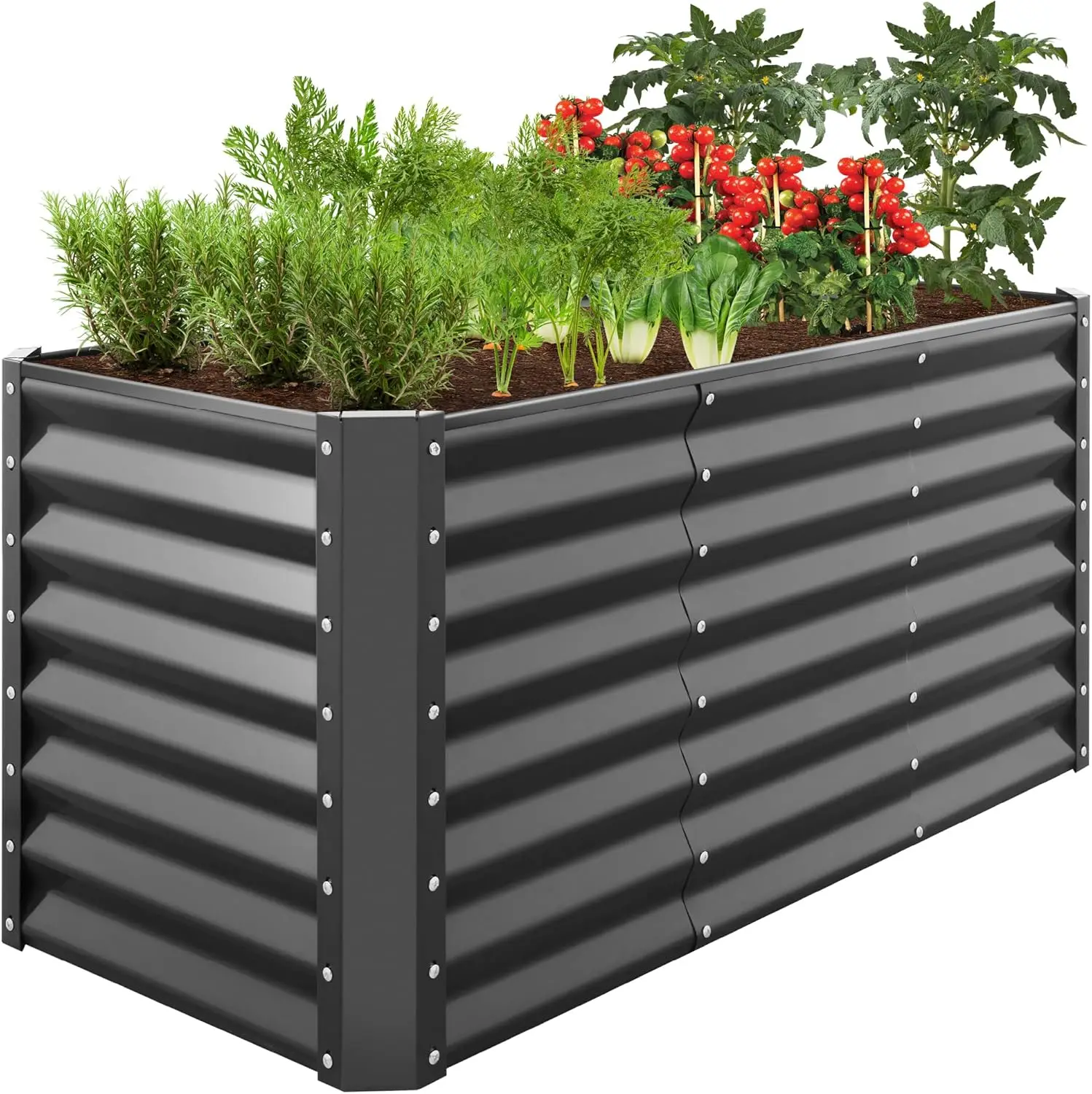 

4x2x2ft Outdoor Metal Raised Garden Bed Deep Root Planter Box for Vegetables Flowers Herbs w 119 Gallon Capacity Gray
