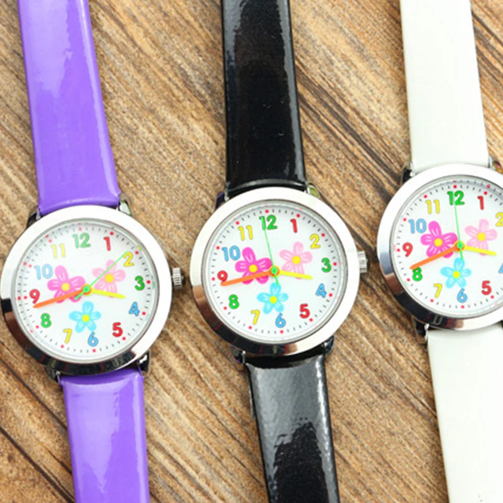 Cartoon Number Kids Watch White Flower Pattern Creative Quartz Children Birthday Gift Students Watch Toddlers Birthday Gift