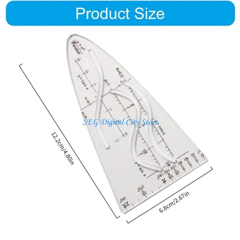 U75B Ergonomic Cosine Geometry Ruler Parabolic Stencil Cosine Ruler For Students And STEM Professional