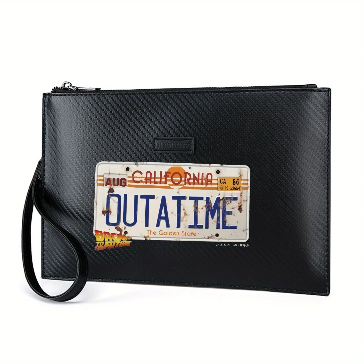 لوحة ترخيص مع شعار وكلمات فيلم حقيبة يد رجالية أنيقة مطبوعة من البولي يوريثان عصرية وعملية للحمل اليومي #1