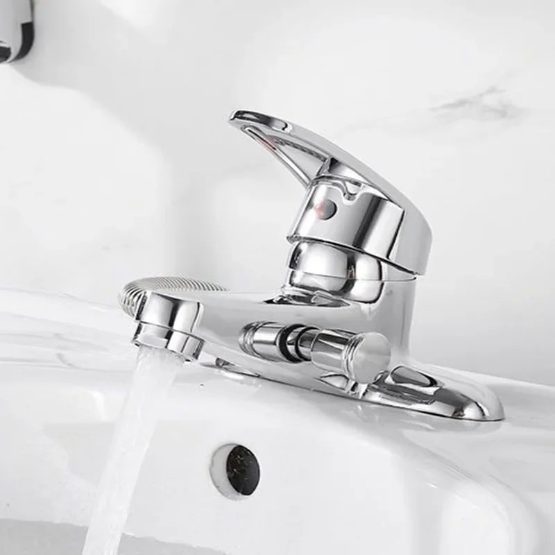 Zinc Alloy Two-Hole Bathroom Faucet Deck Mounted , Ceramic Cartridge Cold/Hot Water Tap, 10cm Center Distance