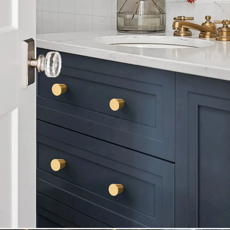 Modern Simple Solid Brass Cabinet Knobs Furniture Wardrobe Handle Kitchen Copper Pulls Doorknob