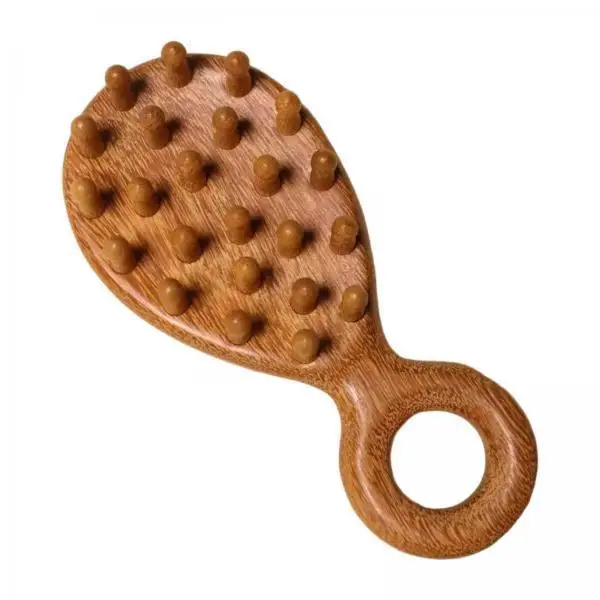 Wide Toothed Wooden Massage Comb Ergonomic Grip Scalp Massager Hair Grooming Brush for Men Women Adults Daily