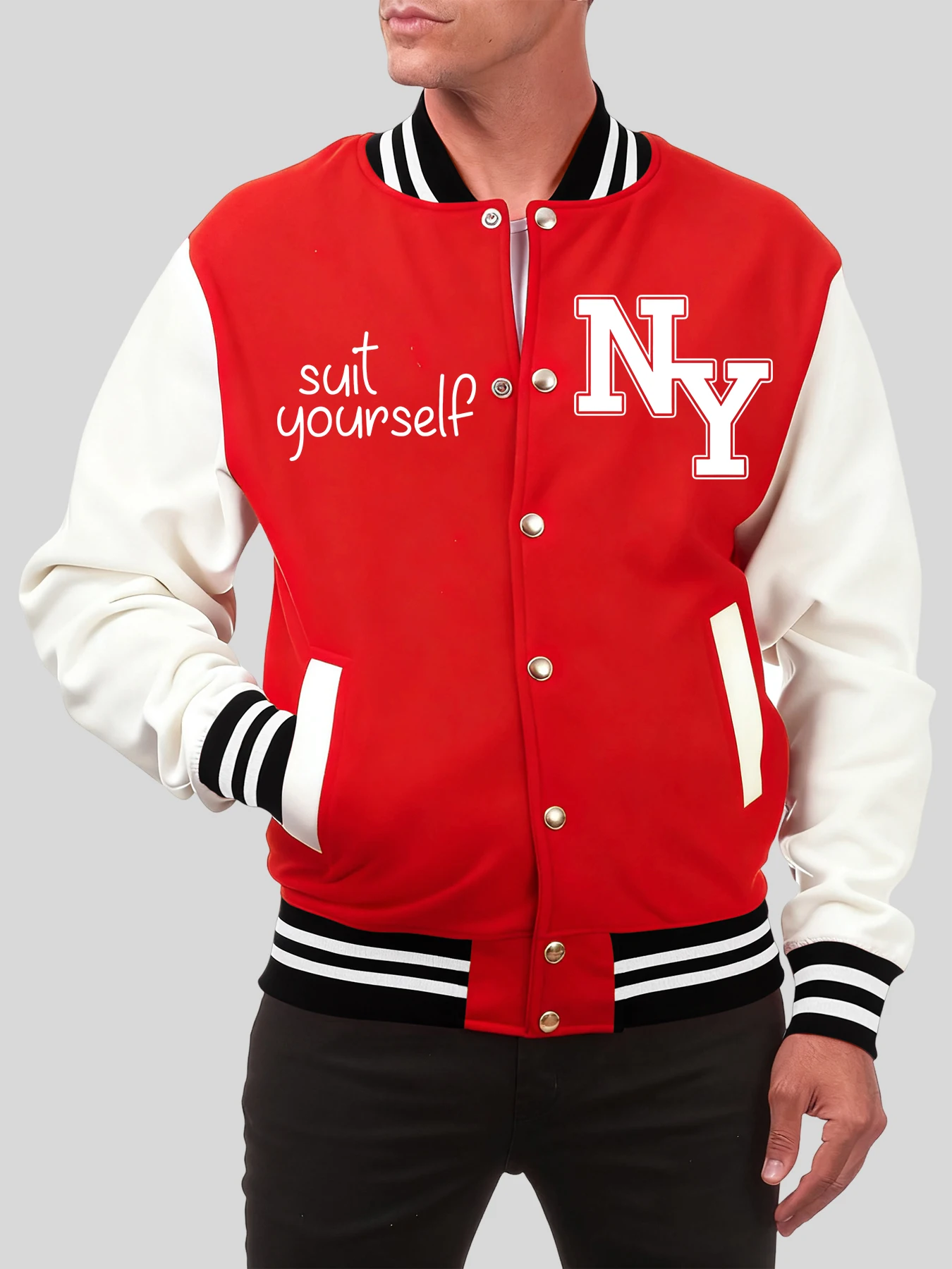 

New York Suit Yourself Prints Men Baseball Uniform Vintage Oversized Jacket Cotton Autumn Streetwear Hip Hop Colorful Clothes