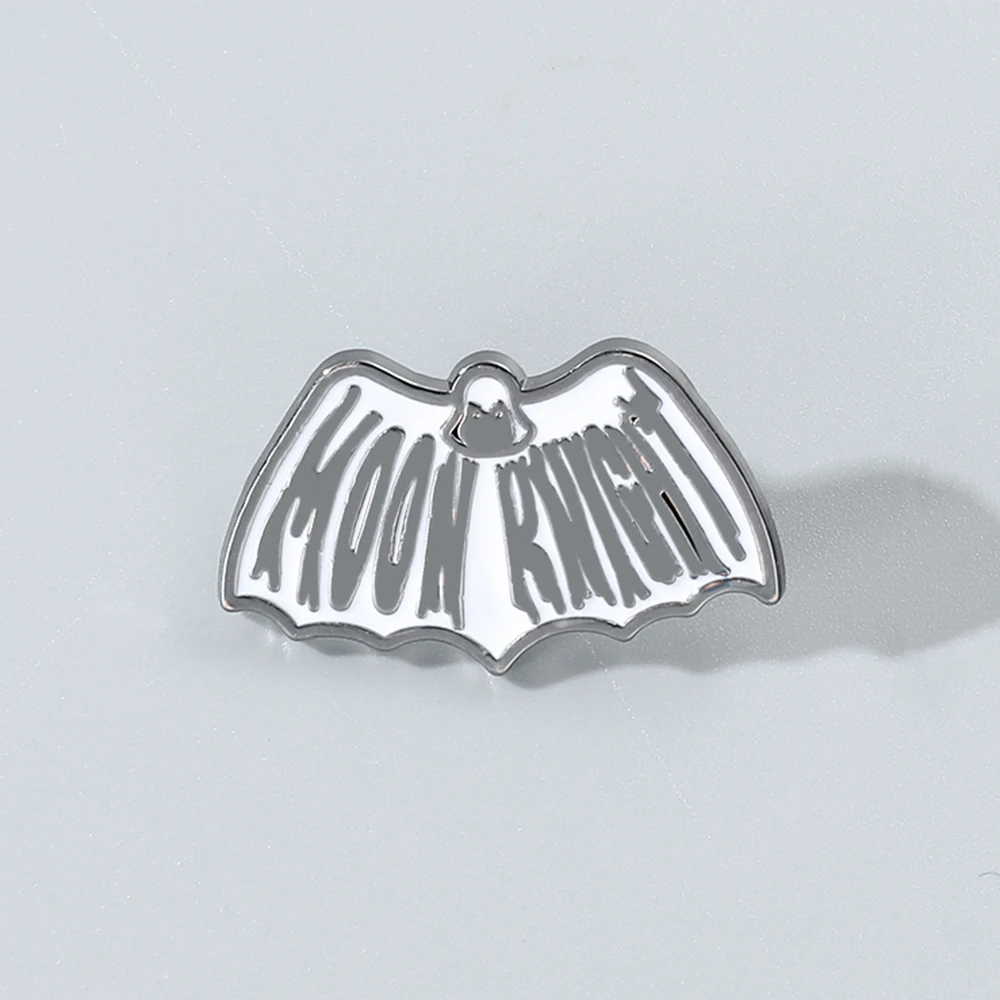 Moon Knight Enamel Pins Marvel Superhero Marc Spector Bat Badge Brooch for Halloween Cosplay Costume Accessories Jewelry Gifts