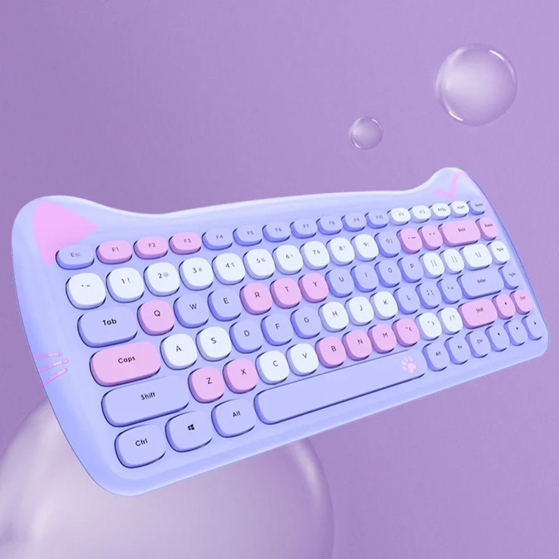 

Cute Cat Mini Keyboard 2.4G Wireless Keyboard and Wireless Mouse Set Mute Keyboard for PC Computer Laptop Multi-color Available