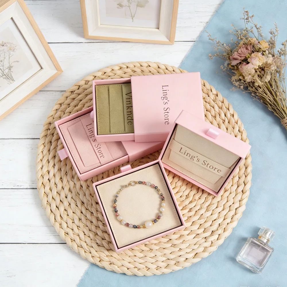 

Custom Logo Jewellery Sets Box caja para joyas Luxury Jewelry Rings Earrings Necklace Packaging Organizer Boxes Case and Bag set