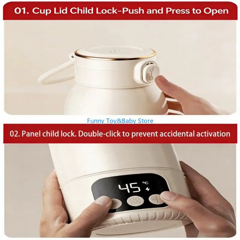 زجاجة توست معزولة قابلة للنقل للرضع 24 تكوين دقيق لدرجة الحرارة 500 مل سعة كبيرة حرارة ذكية C90B