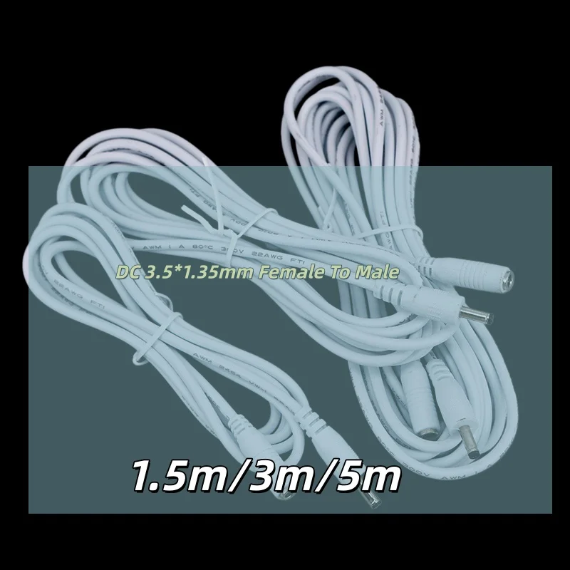 White 5V DC Power Extension Cable DC 3.5*1.35mm Female To Male Plug Power Pord 1.5m/3m/5m 22AWG E