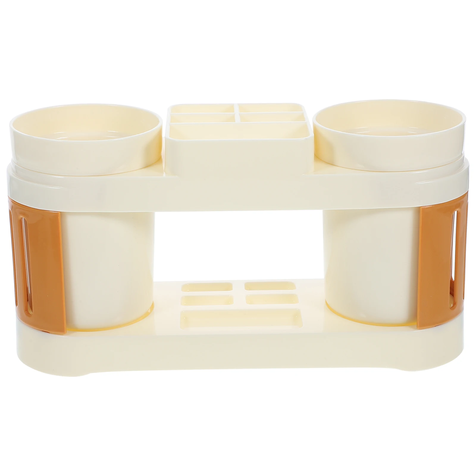 

Double Cup Toothbrush Holder Electric Rack White Gray Bathroom Countertop ganizer Soap Toothpaste Travel Pp Multi Grid