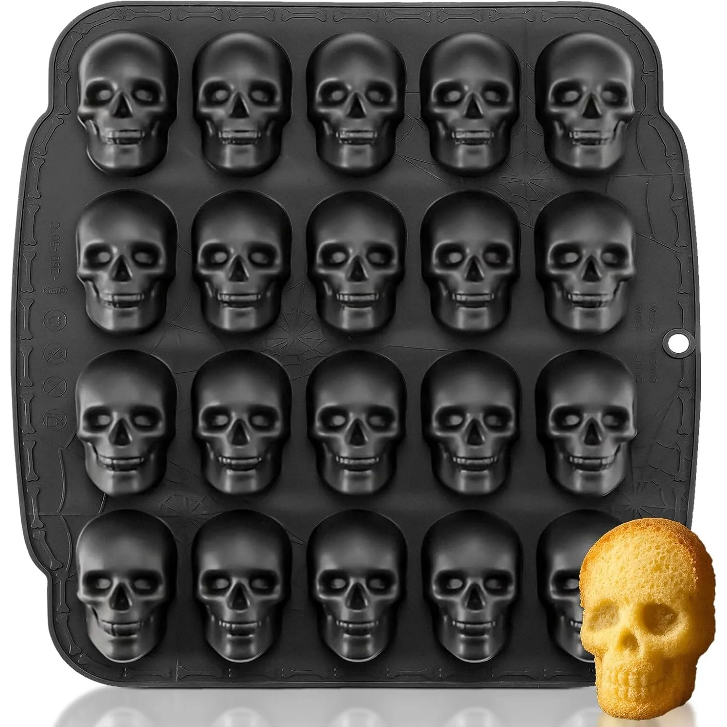Skull Silicone Molds for Halloween Baking Pizza Cake Pan Small Spooky Head Tray Reusable Food Grade Nonstick Bakeware