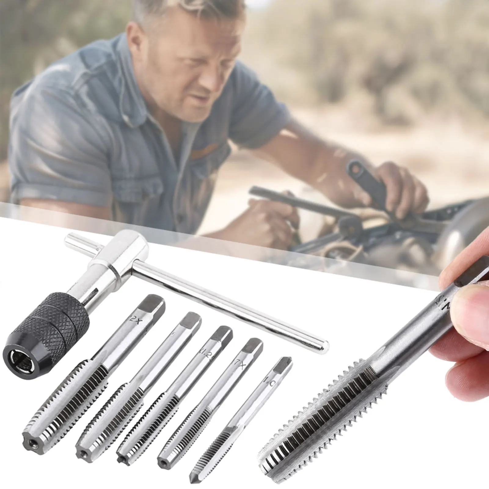 

6PCS Threading Tapping Tool Kit Sturdy Metal Hand Screw Tap Wrench Set Manual Tapping Accessories