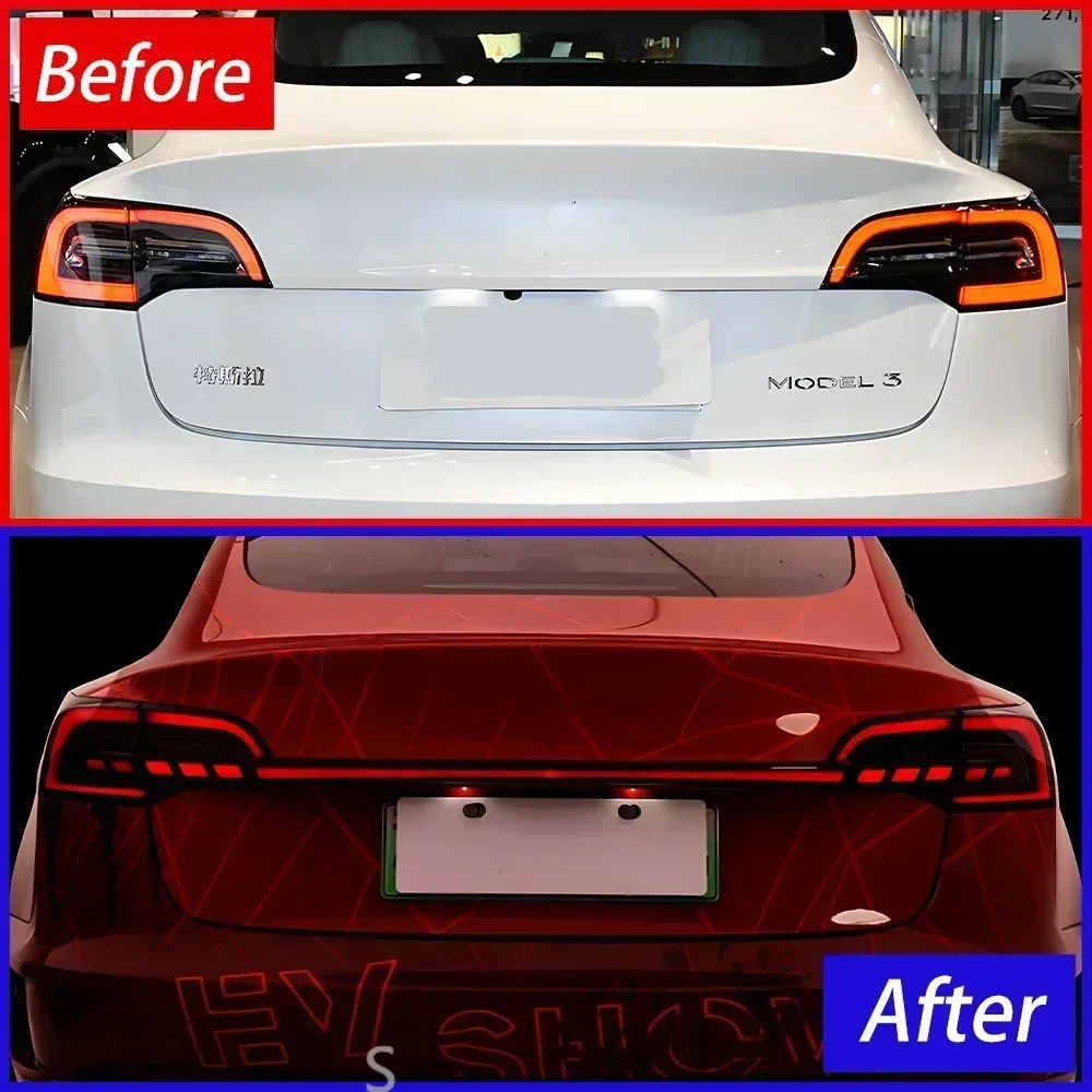 Car Taillights Assembly for Tesla Model 3 Model Y 2019-2023 Led Auto Rear Lamps Upgrade Dynamic through Taillights Accessories