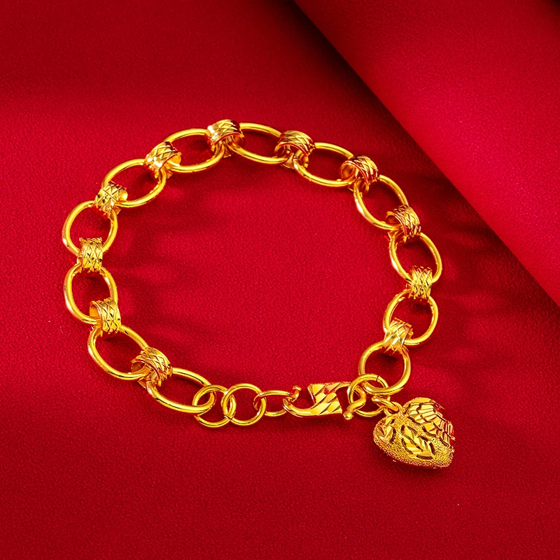 24K Yellow Gold Color Love Bracelet Vietnam Shakin Women's Love Bracelet Bangle Jewelry Birthday Gifts Not Fade