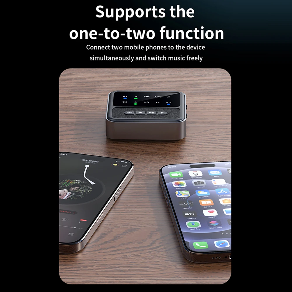 Receptor y transmisor Compatible con Bluetooth, pantalla LED, transmisor de Audio inalámbrico, receptor BT inalámbrico para estéreo/altavoces domésticos