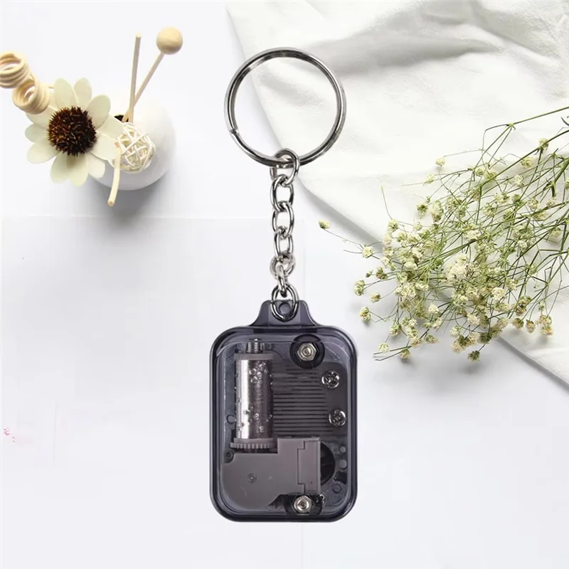 ABJF-Music Keychain Women Men Mini Music Box Movement Key Ring Musical Instrument Toy Car Bag Pendant Charms Jewelry