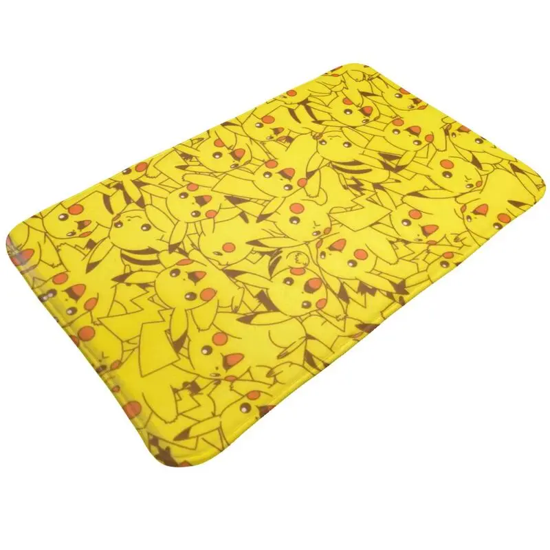 Custom Cartoon Animation Pokemon Pikachu Front Door Mat Anti-Slip Outdoor Waterproof Doormat Kitchen Bedroom Entrance Rug Carpet