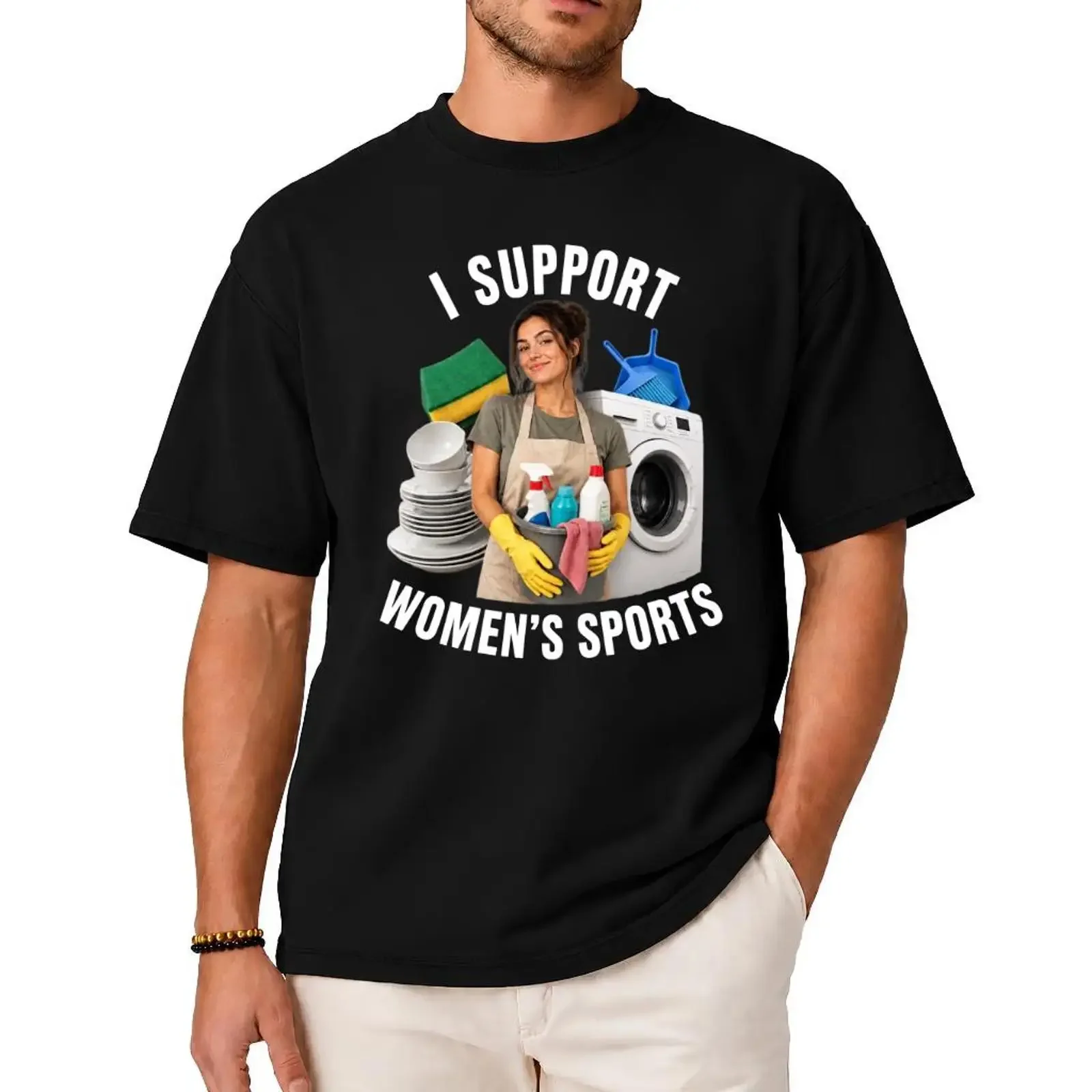 I Support Women's Sports Funny Sarcastic Meme T Shirt Offensive Humor Gen Z Casual  vintage Washed Stylish graphic Slightly