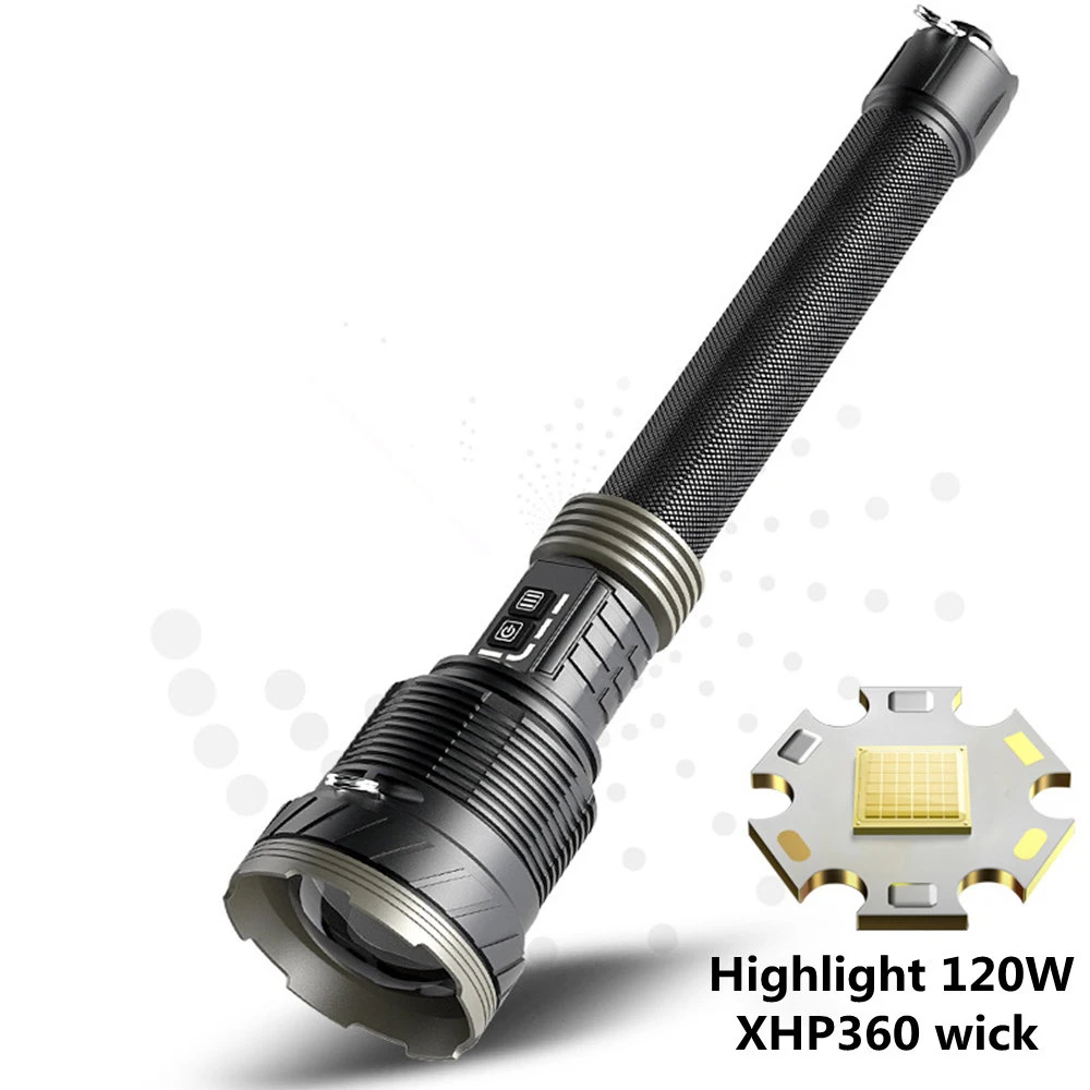 Sobaldr tactical flashlight high power led torch light rechargeable powerful lamparas recargables portatil xhp360 black cob lamp