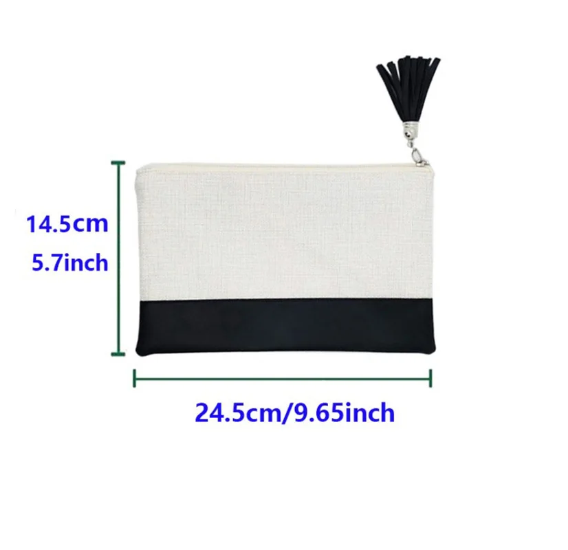 5pcs/lot sublimation blank makeup bag linen wallet purse case phone pouch zipper pen pencil box