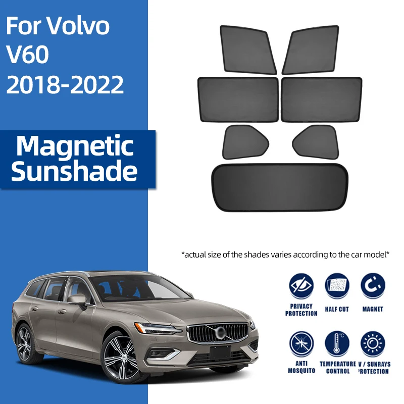 For Volvo V60 MK2 2018-2024 Magnetic Car Sunshade Shield Front Windshield Blind Curtain Rear Side Baby Window Sun Shade Visor