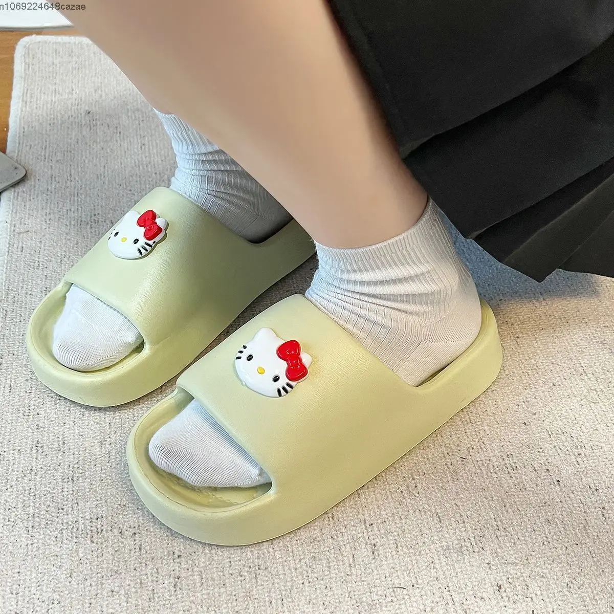 Sanrio Hello Kitty Cute Slippers Women Home Anti Slip Summer Thick Sole Outdoor Slippers Y2k Girl Cartoon Korean Fashion Shoes