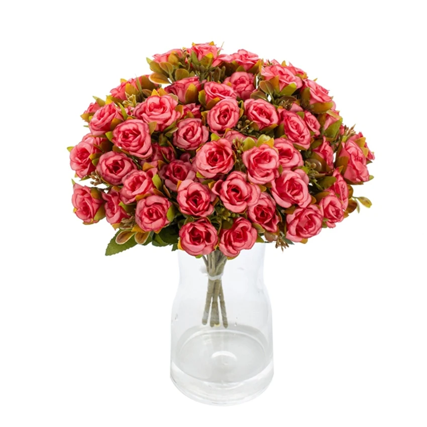

Artificial Flower Silk Rose Wedding OutdoorCourtyard Garland Home Decoration Festival Diy Vase Bridal Bouquet Box Accessories