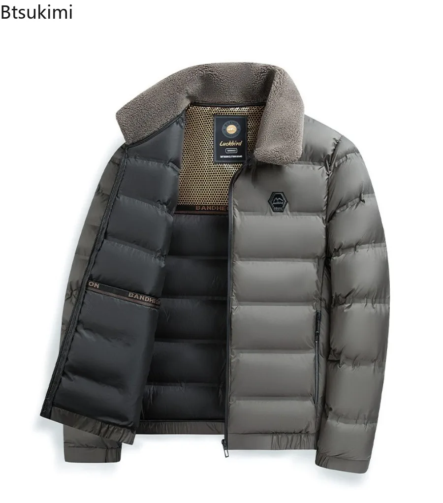 2025 New Winter Parkas Men's Thicken Warm Casual Jackets Fashion Slim Waterproof Cotton-padded Jackets Men Lapel Business Coats