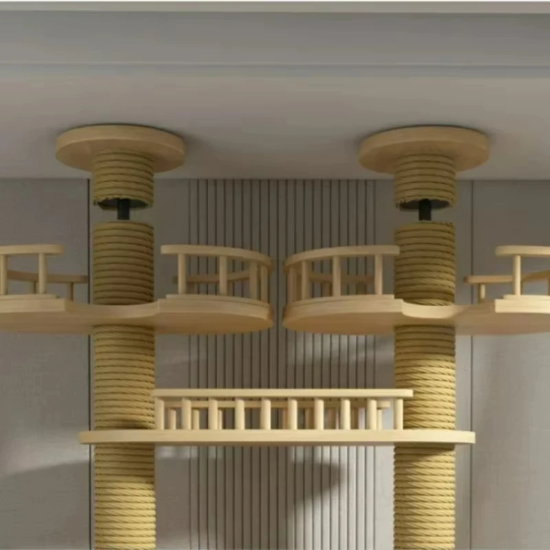 Oversized Double Pillar Cat Climbing Pillar Solid Wood Cat Cage Multifunctional Cat Stand Multi-Layer Jumping Platform Pet Tower